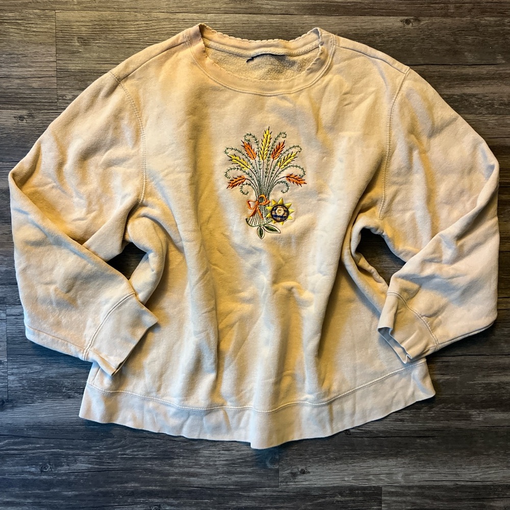 Vintage Embroidered Cream Sweater